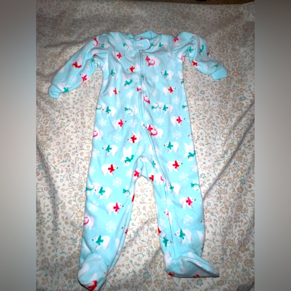 9 month polar bear fleece footies. $5